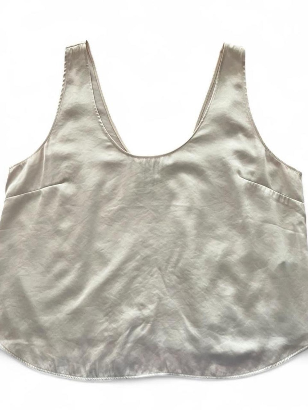 H&M Cream Satin Tank with Pink Trim